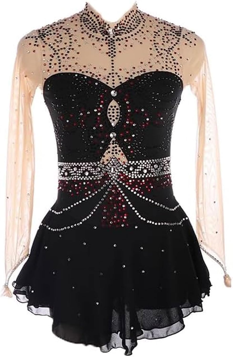 Mädchen Eiskunstlauf Kleid Damen Im Freien Eislauf Trikot Rock Langarm Elegant Ballett Tanzkleidung Kristall Rollschuh Wettbewerb Kostüme