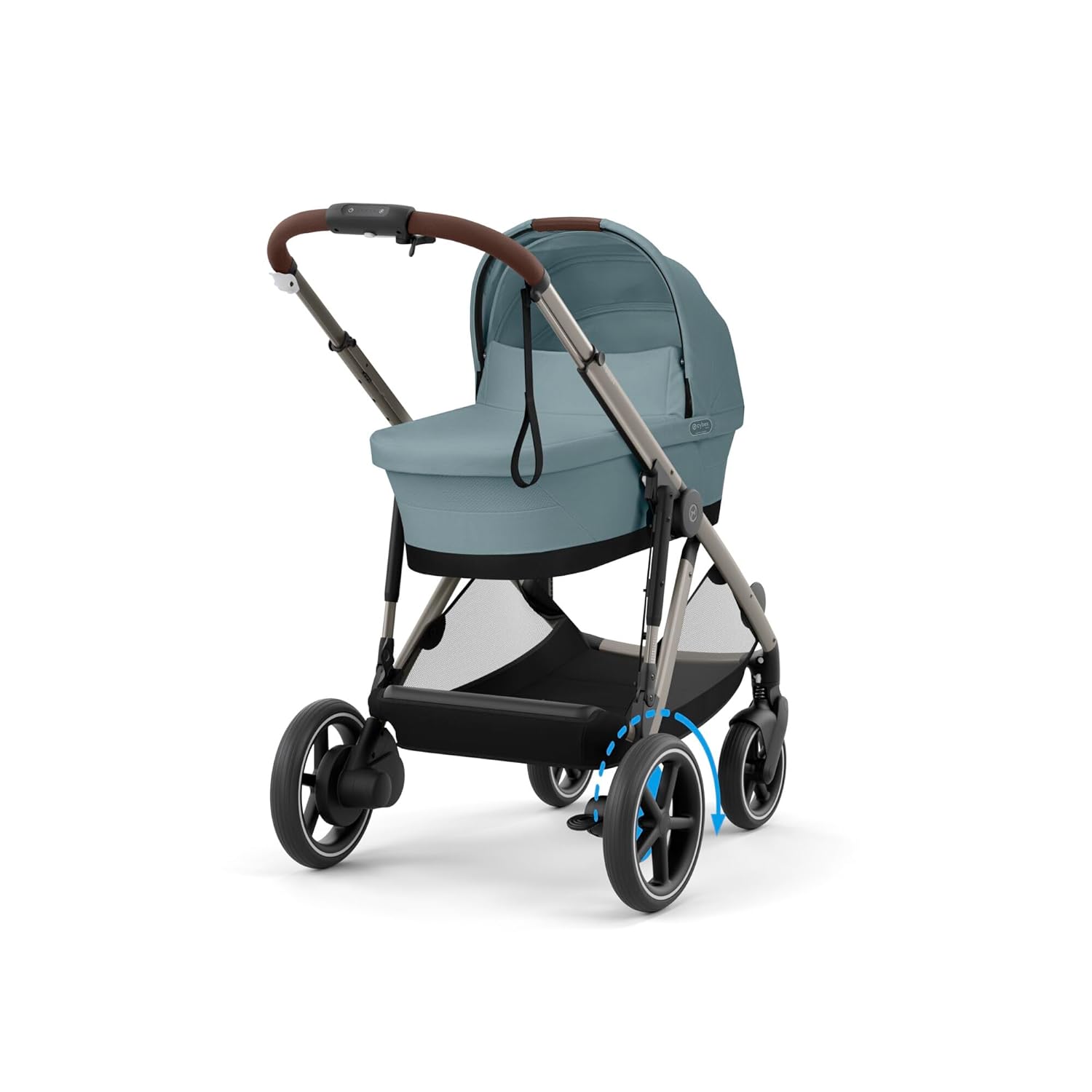 CYBEX Gold Kinderwagen e-GAZELLE S, Ab Geburt bis ca. 4 Jahre, Max. 22 kg (Single-Modus) / 2x 22 kg (Duo-Modus), All-in-1-System mit E-Antrieb und 20+ Konfigurationen, Moon Black