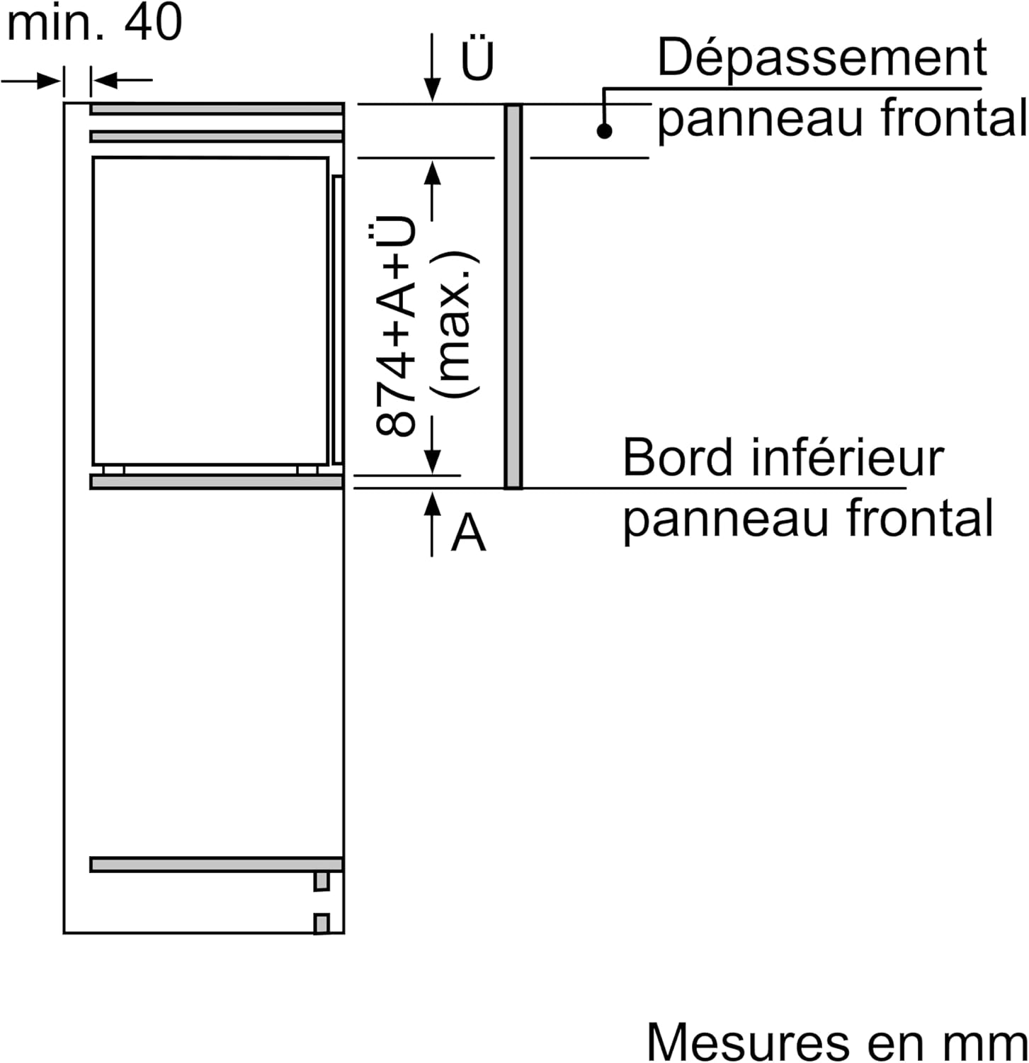 KIL22NSE0 Einbau-Kühlschrank Serie 2, integrierbarer Kühlautomat mit Gefrierfach 88x56 cm, 104L Kühlen, 15L Gefrieren, MultiBox XXL, LED-Beleuchtung, EcoAirflow, SuperCooling,Weiß