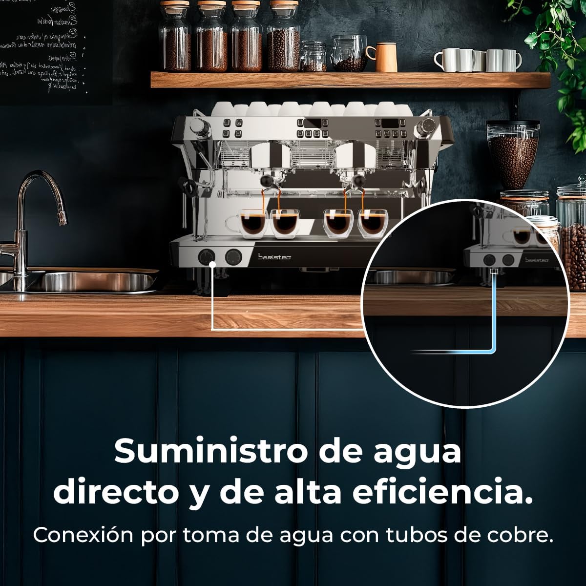 Cecotec Espresso-Kaffeemaschine Barista Baristeo Intima, professionelle Barista-Espressomaschine, Vorbrüh-System, 15 Bar Pumpe, einfaches Befüllen, 1,7L Wassertank und Tassenwärmer