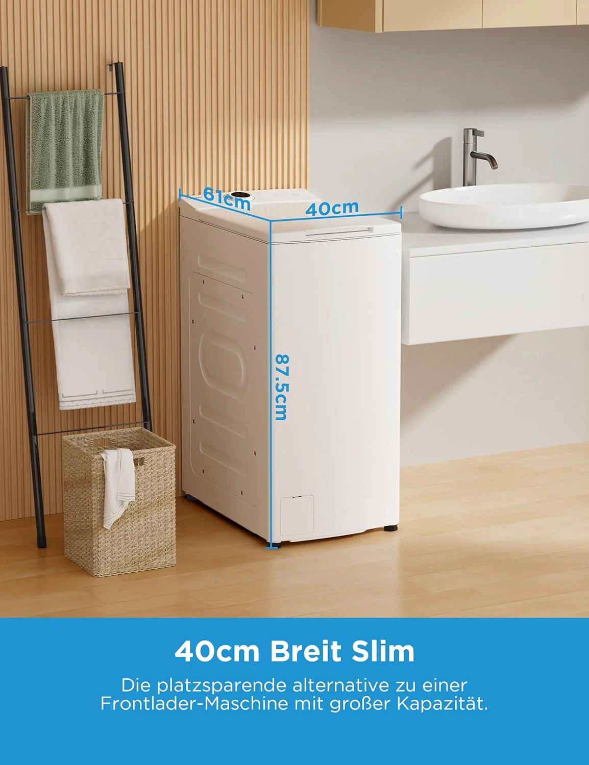 Midea bovenlader wasmachine MF10ET70B / 7KG / A / 1200 tpm/BLDC invertermotor/stoomfunctie/SoftOpener/XL deursopening/kort 15'&45' / meerdere temperatuuropties/AquaStop, wit