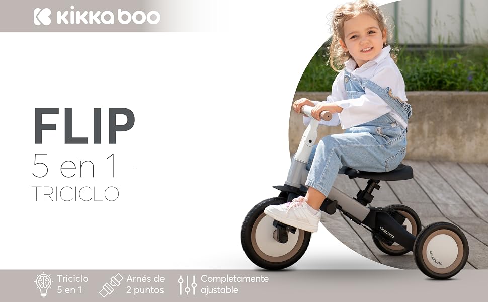 KikkaBoo Triciclo Evolutivo de Bebé 5 en 1 Flip