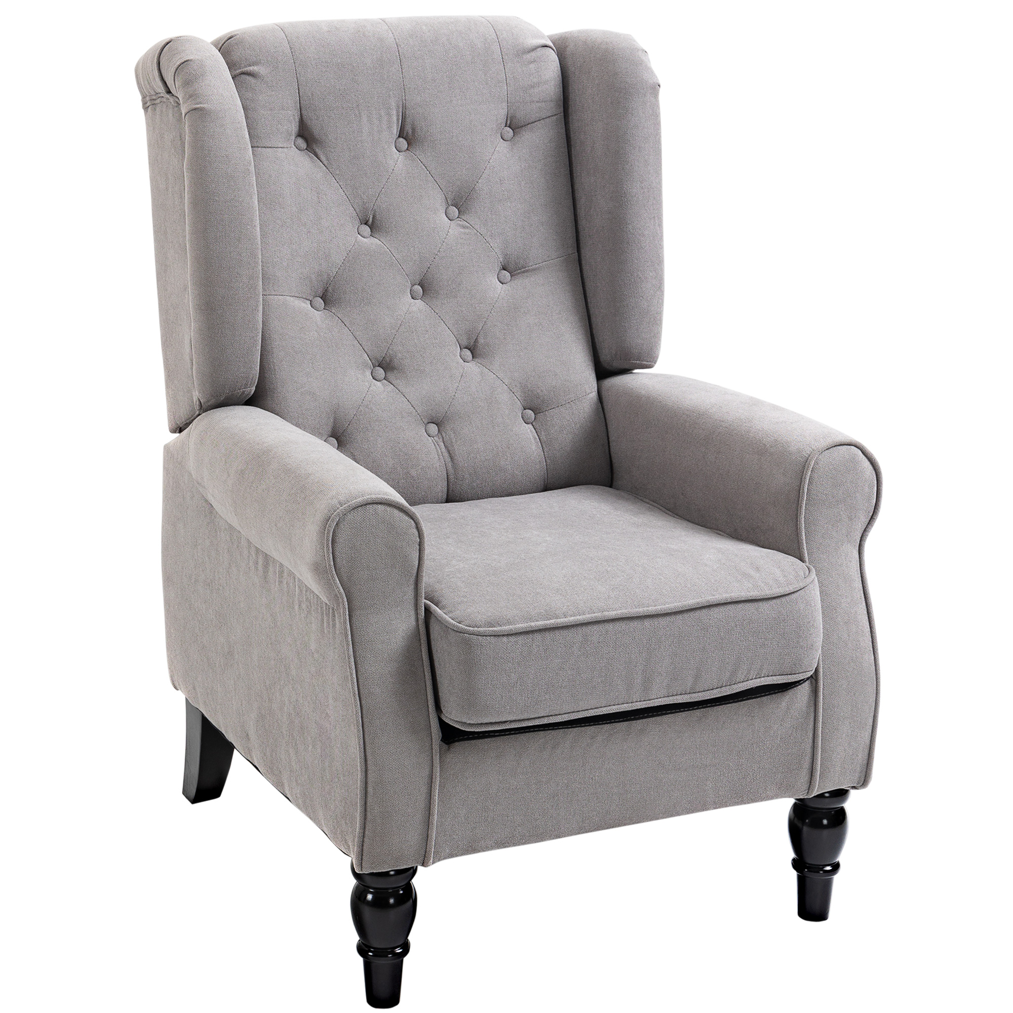 Elegante Oorfauteuil, Dik Gepolsterd, Afneembare Hoes, 74 x 86 x 102 cm, lichtgrijs