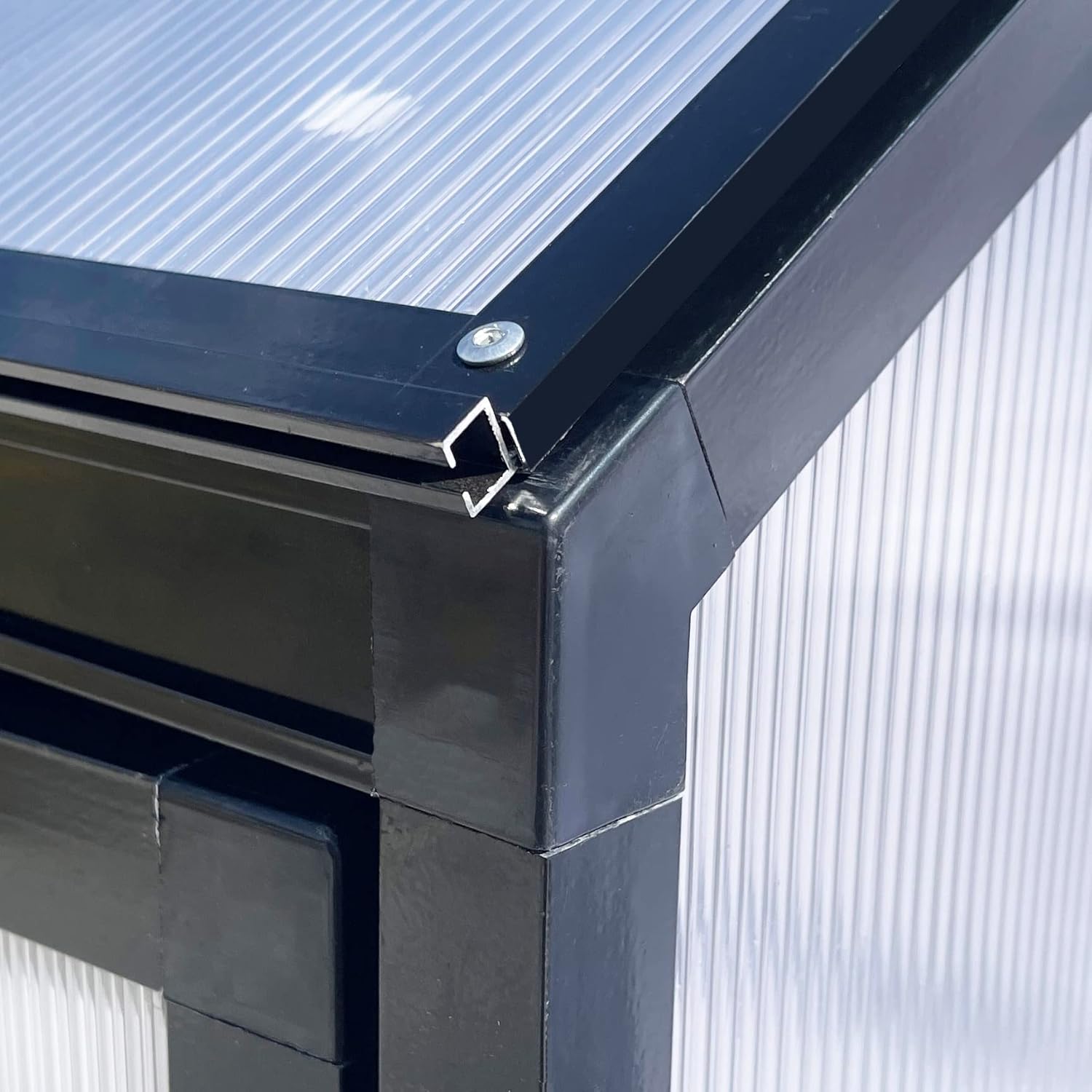 Tomatenhaus Anlehngewächshaus Aufzuchtschrank Treibhaus Frühbeet Pflanzenhaus Aluminium Beistell-Gewächshaus klein mit Rückwand 180x55X190 cm(Schwarz)