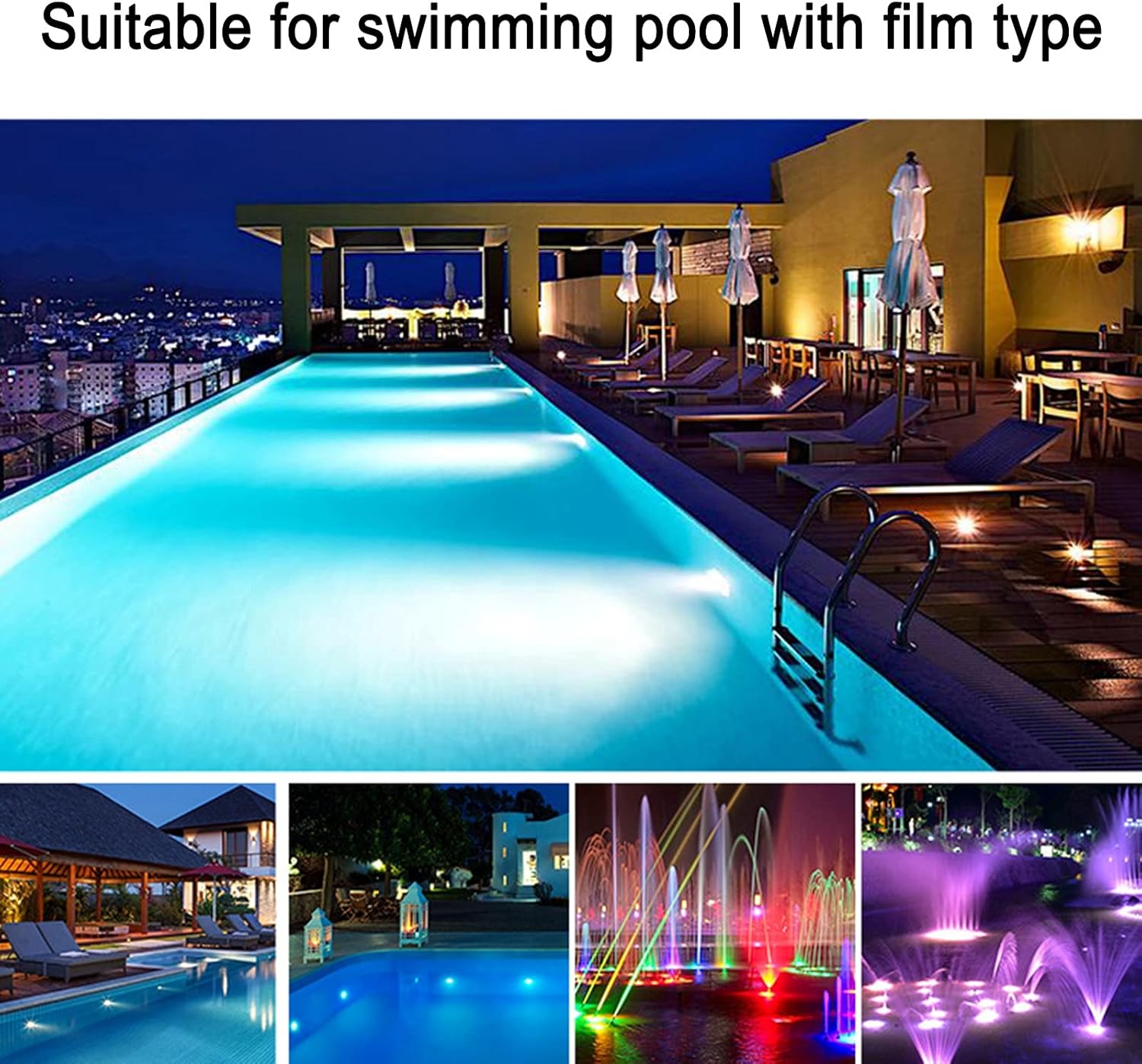 Led Poolscheinwerfer mit Nische PAR56 Edelstahlmaterial 12V AC IP68 Versenkte Unterwasserlampe für Schwimmbad mit Folientyp 100% Wasserdicht (Color : RGB+remote control, Size : 24W)