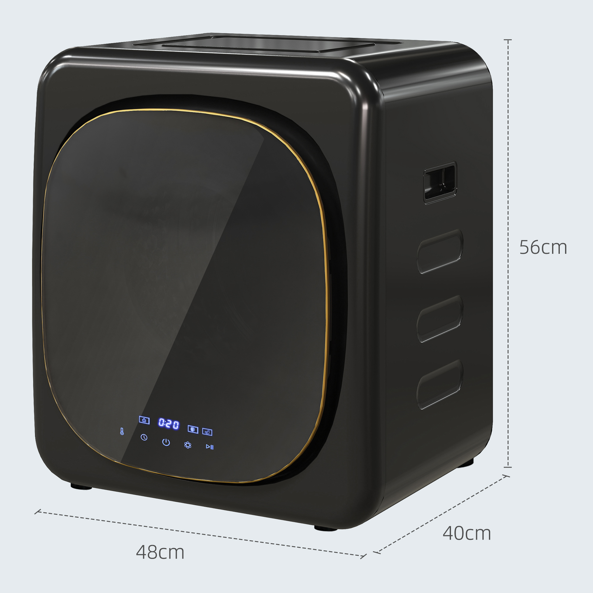 Wasdroger met UV-Desinfectie, Compact Ontwerp, 4 kg Capaciteit, Roestvrijstaal, Zwart