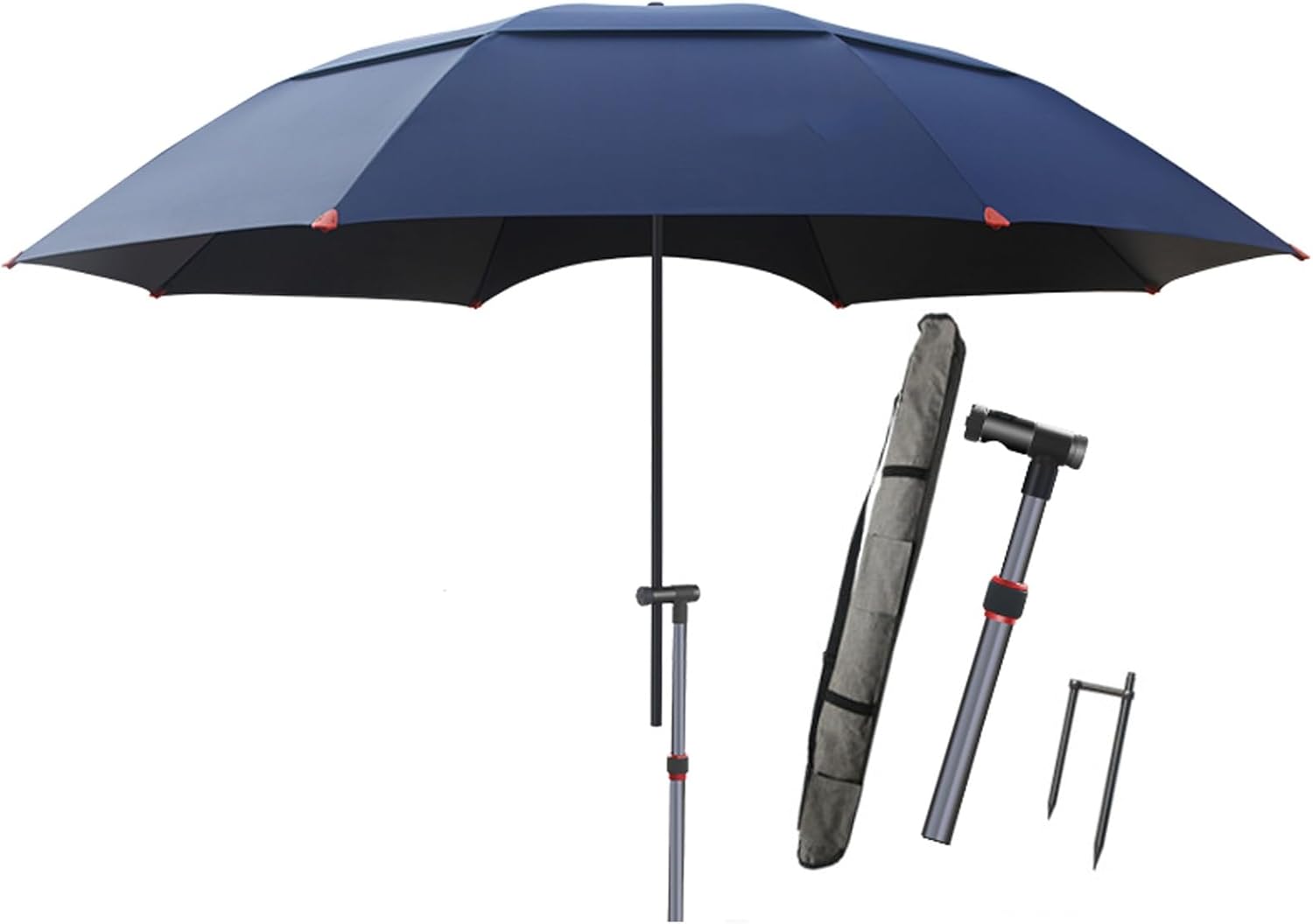 Angelschirm, Outdoor-Sonnenschirm, Einfache Deluxe-Kurbel Und Stabile Rippen, Outdoor-Tischmarkt-Hof-Regenschirm, Einfache Deluxe Mit Sandanker(Blue,2.4M/7.8FT)