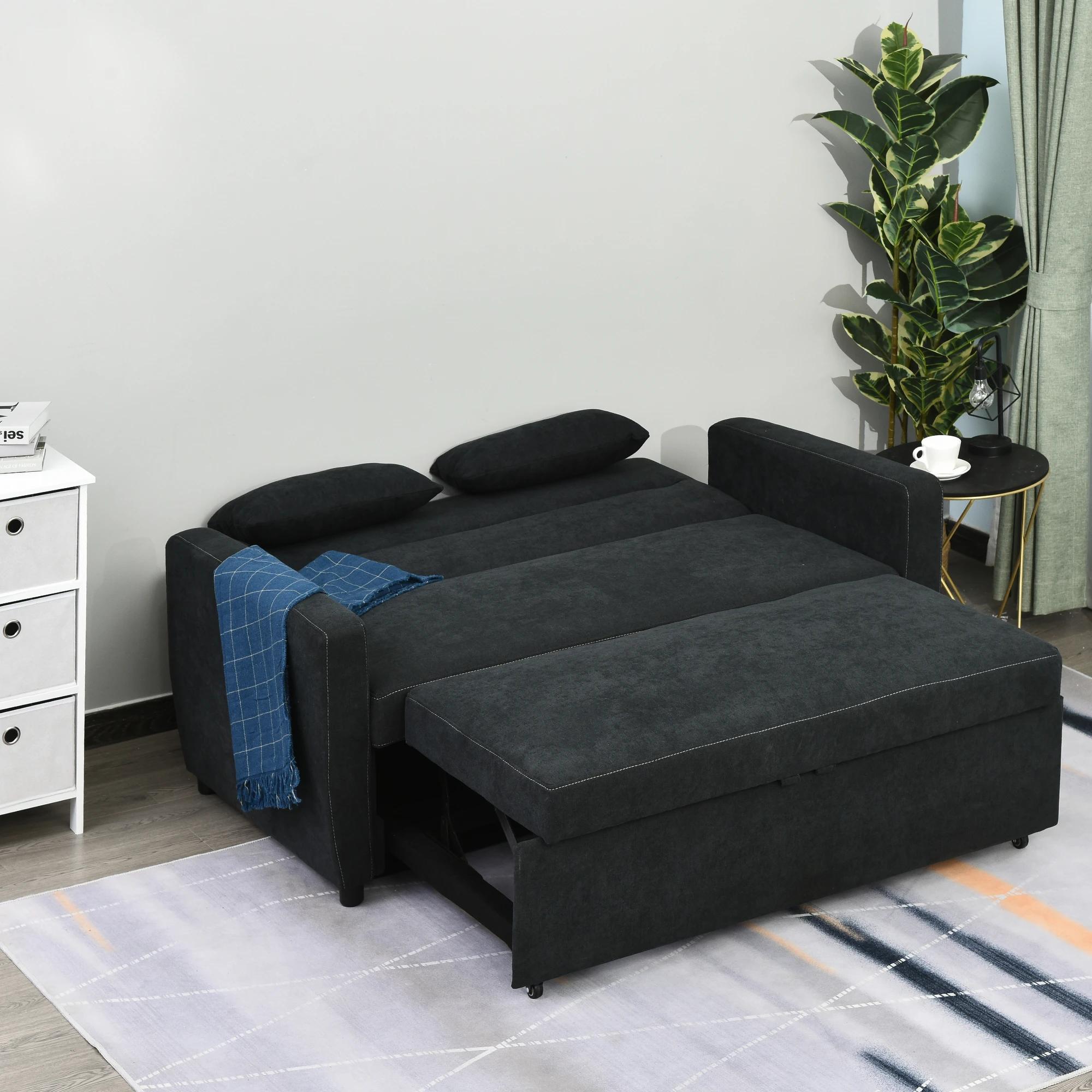 slaapbank, opklapbare bank, 2-zits stoffen bank, slaapbank, bank met slaapfunctie, bankstel, verstelbare hoek 148 x 82 x 89 cm