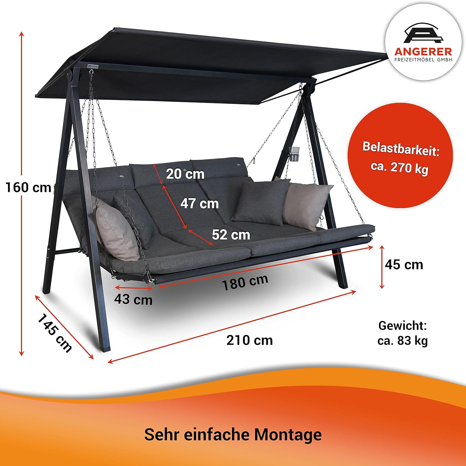 Angerer Hollywoodschaukel Lounge Smart Ashgrey