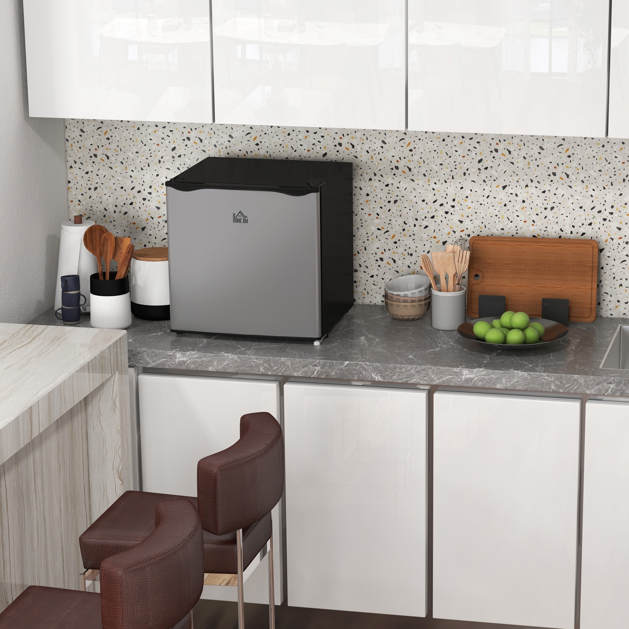 Mini-Vriezer, 35 L Minikoelkast, -14 tot -24��, 5-Staps Temperatuurregeling, 47 x 44,2 x 48,8 cm, Zilver