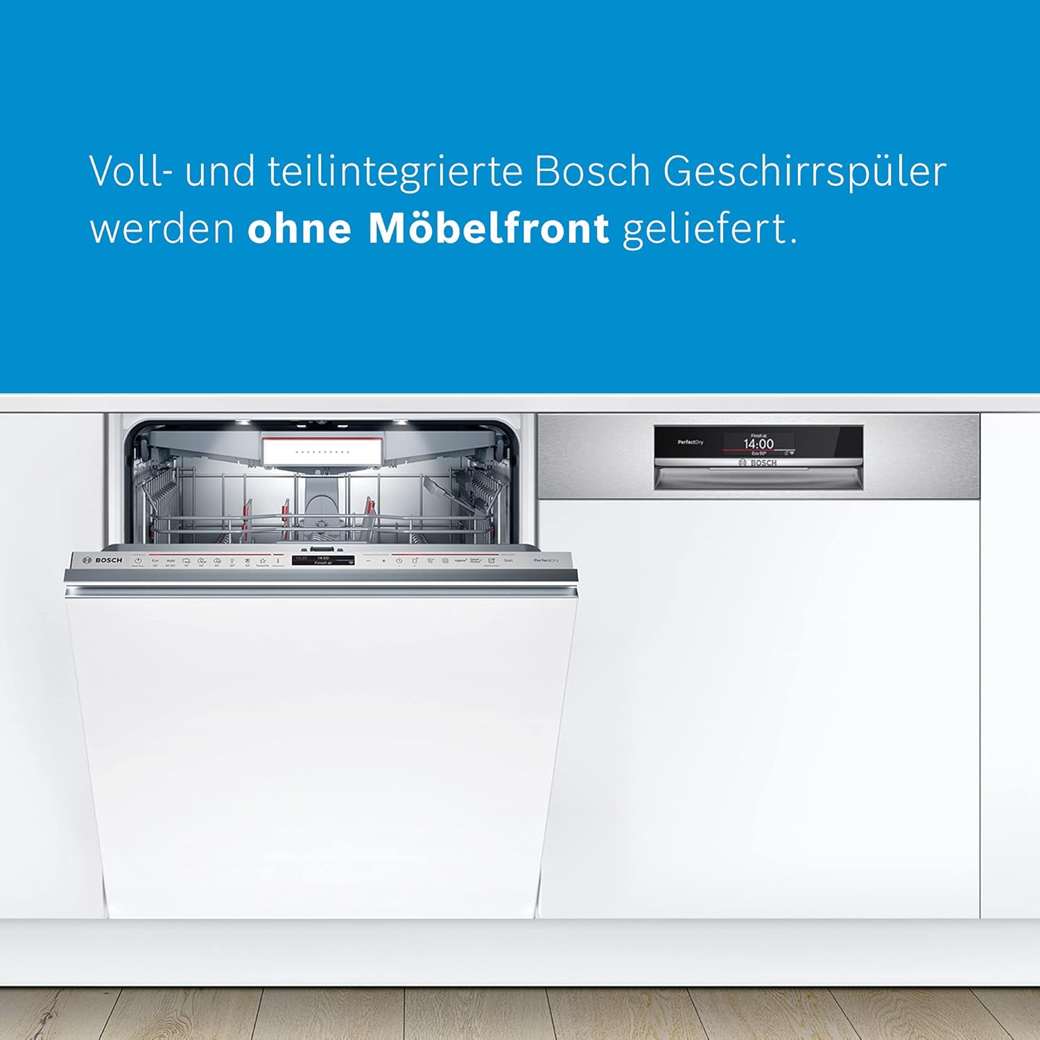 Bosch SPS4HMI61E Serie 4 Freistehender Geschirrspüler / E / 45 cm / Edelstahl / 76 kWh/100 Zyklen / 10 MGD / SuperSilence / Extra Trocknen / VarioSchublade / Home Connect