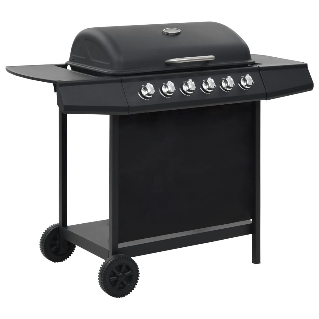 VidaXL przenośny grill gazowy z 6 polami grzewczymi, stal czarna