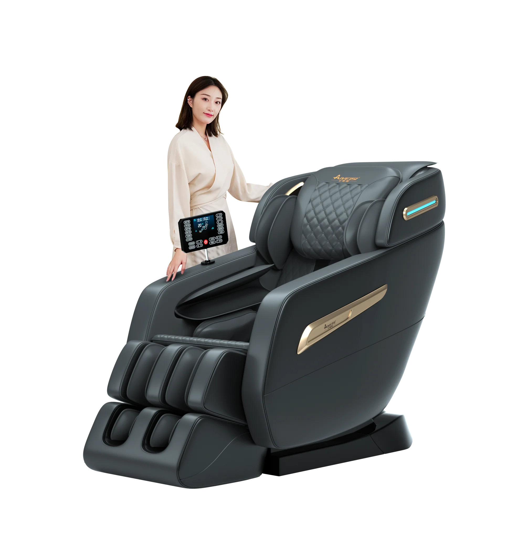 2025 4D Zero Gravity Massage Stoel ?C Shiatsu Volledig Lichaamsmassage met Spraakbesturing, SL Track en Yoga Stretch, Hoogwaardige Zwarte Leren Afwerking
