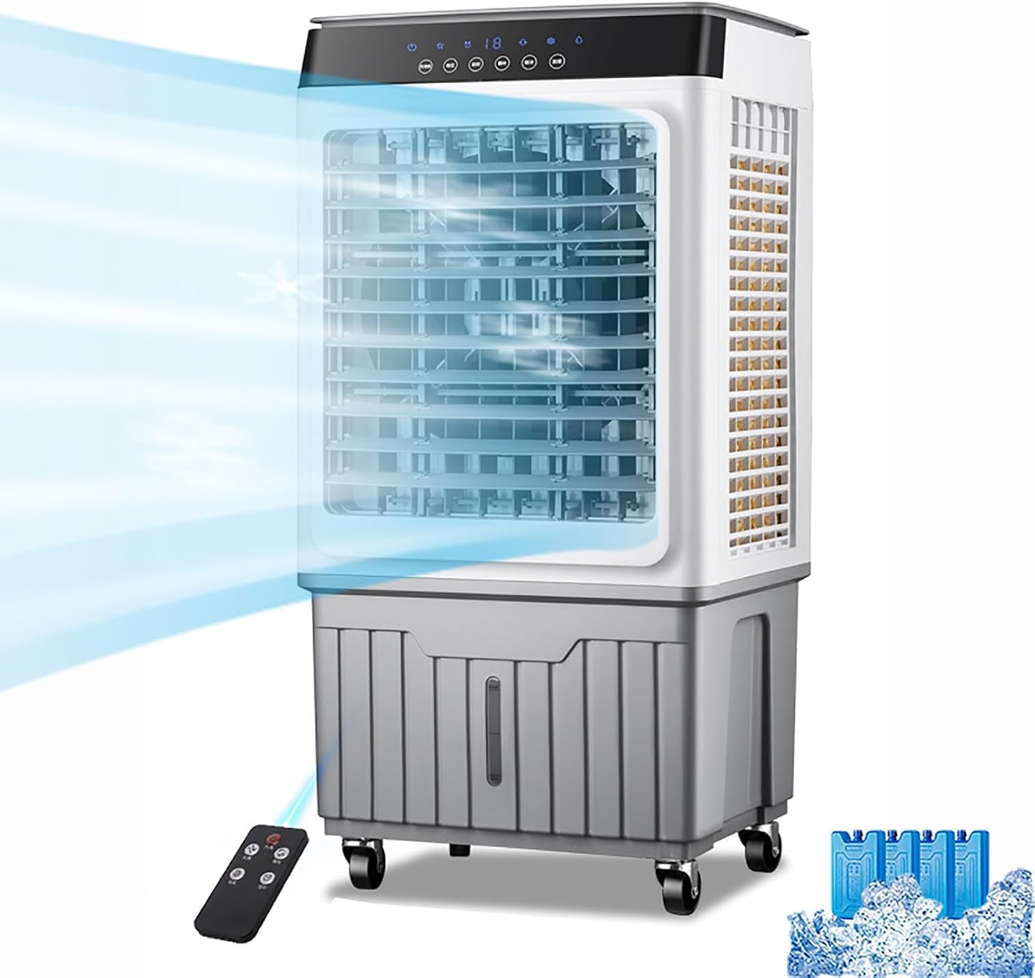 Verdunstungsluftkühler Ventilator für den privaten und gewerblichen Gebrauch - Kaltluftventilator mit Eis zur Kühlung - Tragbarer Verdunstungskühler Ventilator