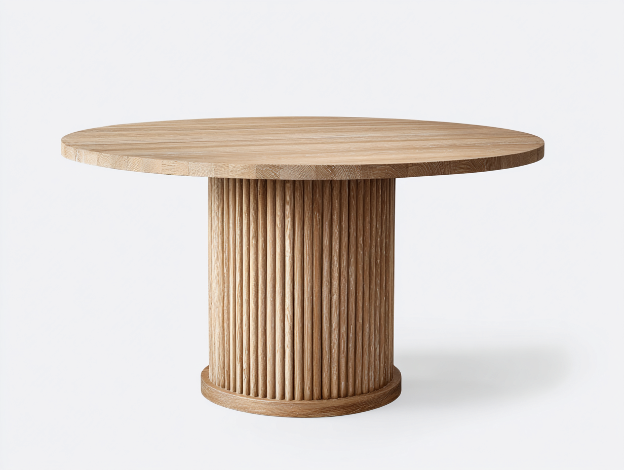 Gartentisch Holz Rund 130x130x75 cm Natur - Modernes Design - Für Garten und Terrasse