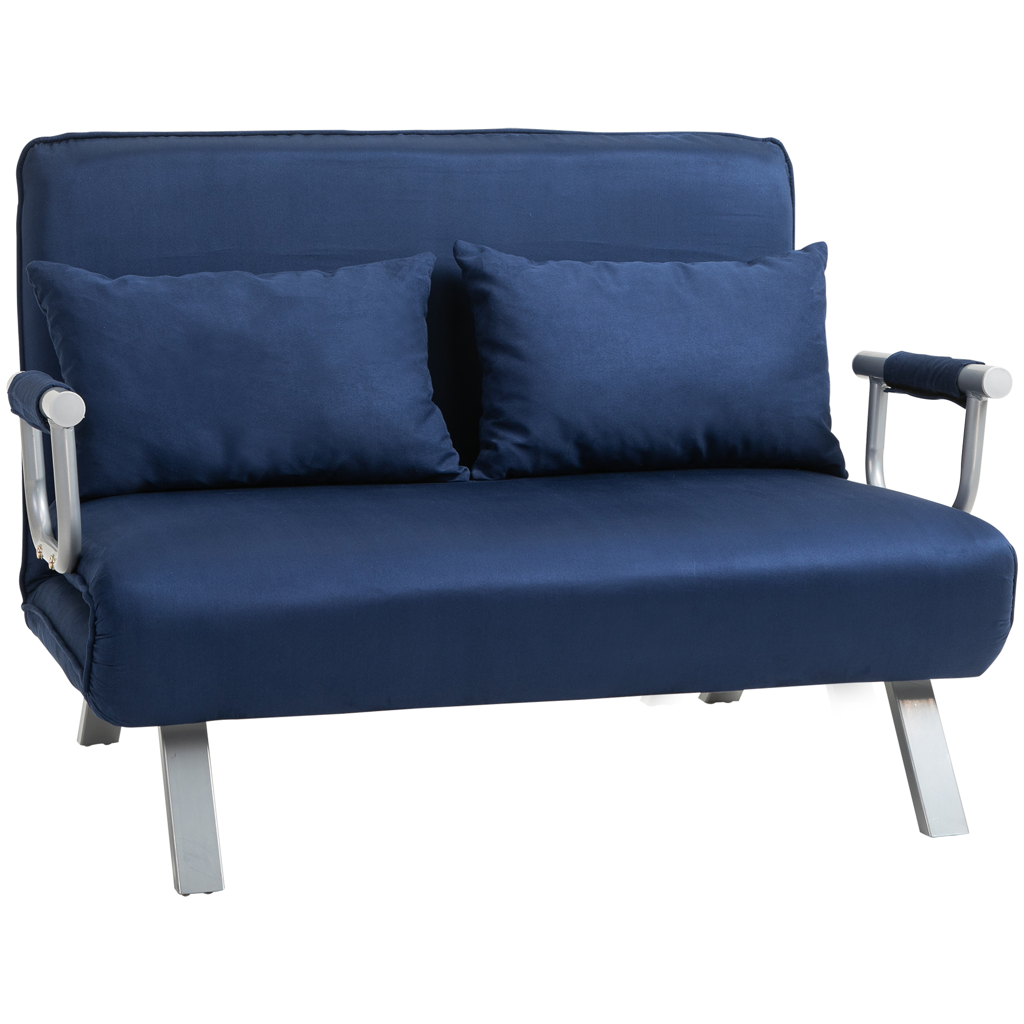 Slaapbank, 5-voudig verstelbaar, su��de-imitatie, metalen frame, incl. kussen, Marineblauw