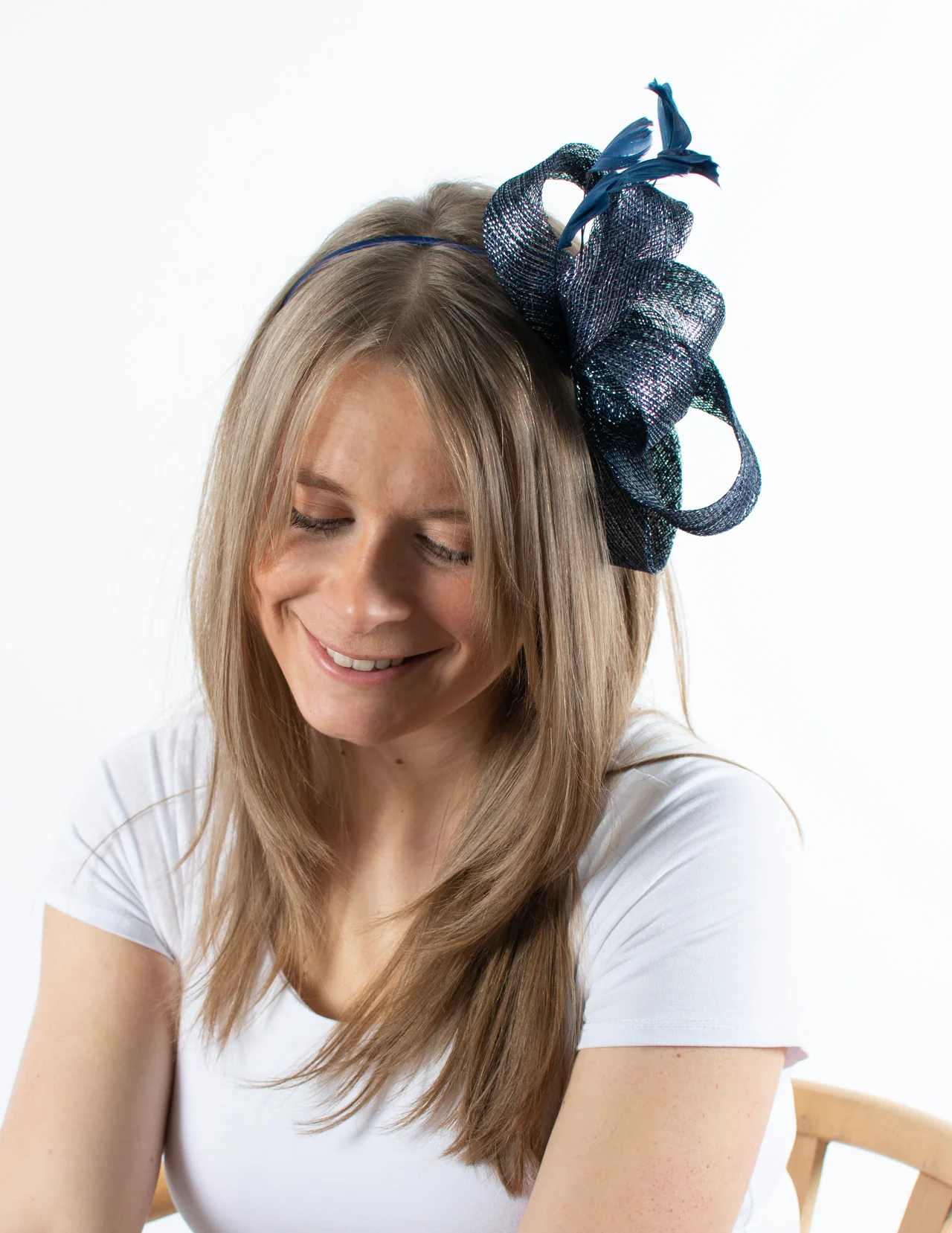 Fascinator | Feather Loop | Metallic Navy