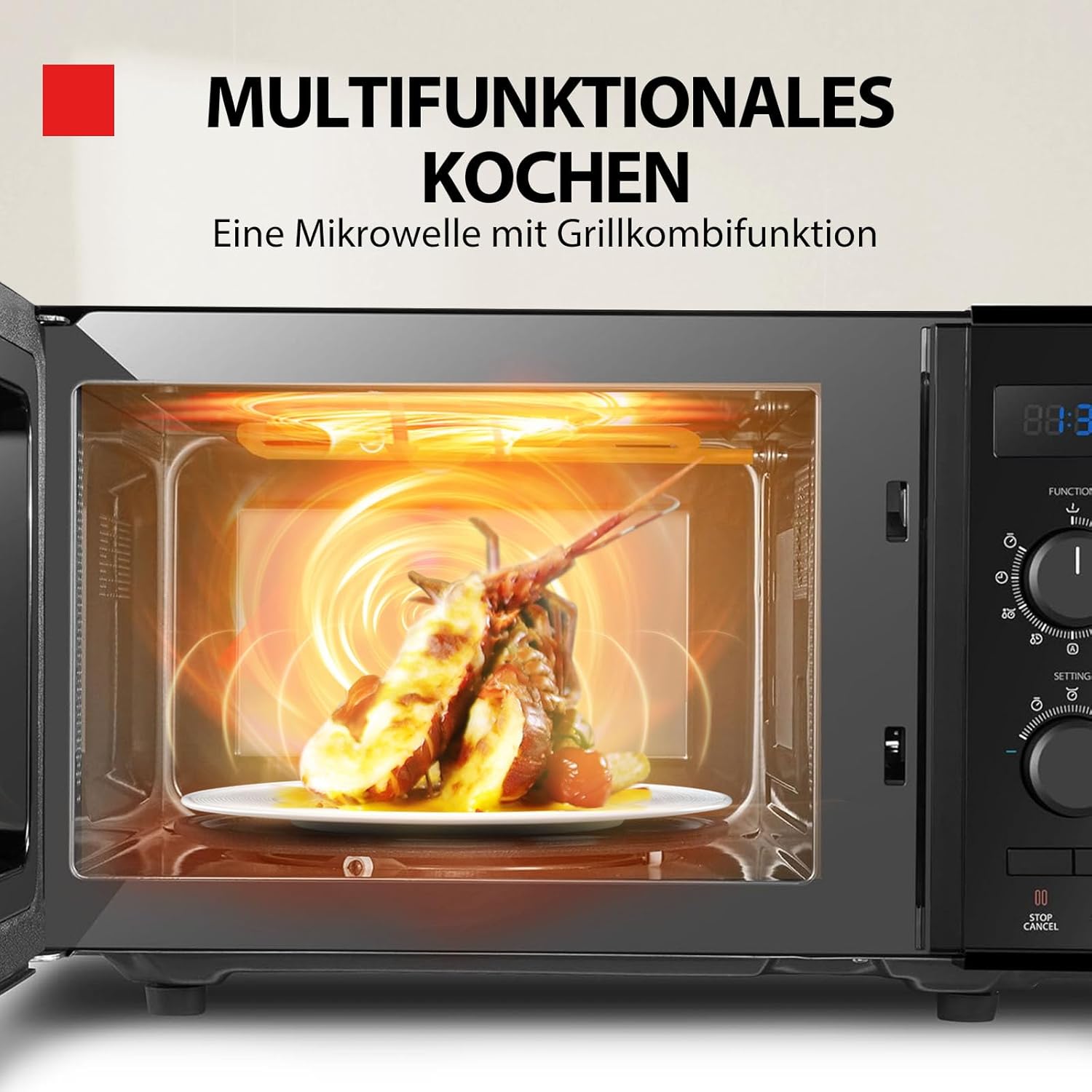 Toshiba MW2-MM20PF(BK) Freistehend Mikrowelle/Solo-Mikrowelle / 20L / 800W / 5 Leistungsstufen mit praktischer Auftaufunktion/LED-Beleuchtung im Innenraum/Schwarz
