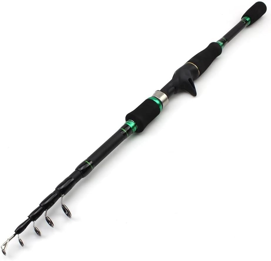 Angelrute und Tackle Kit - Tragbare Teleskopstange aus Carbon zum Werfen - 2,4 m Spinning Angelset