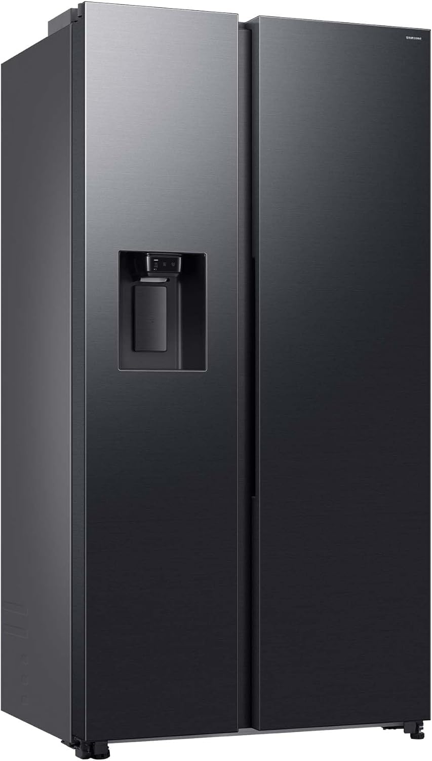 Samsung RS70F65KDFEF Side-by-Side Kühl-Gefrierkombination, AI Kühlschrank mit Gefrierfach, 178 cm, 640 l, Eis-/Wasserspender mit Wassertank, AI Energy Mode, Metal Cooling, Black Steel