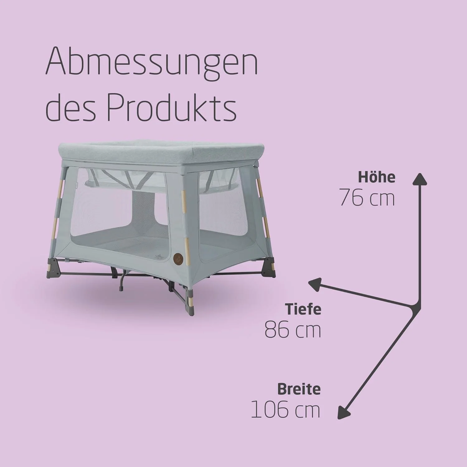Maxi-Cosi Swift 3-in-1 reiswieg baby, wieg, 0-3,5 jaar, tot 15 kg, in hoogte verstelbare reiswieg, 2-in-1 matras, ultralicht, in 1 seconde inklapbaar, reistas, Eco Care, Beyond Grey