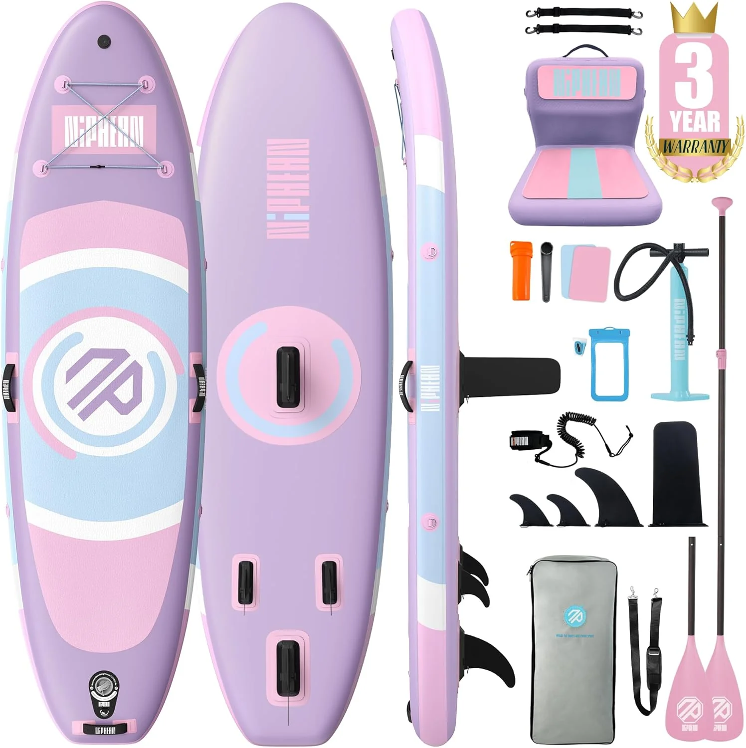 Niphean Tabla Paddle Surf Hinchable, Tabla de Paddle Surf 305 cm con Aletas de Equilibrio para Principiantes y Accesorios Resistentes, Sup Board para Adultos, Stand up Paddle Board Versátil para Yoga