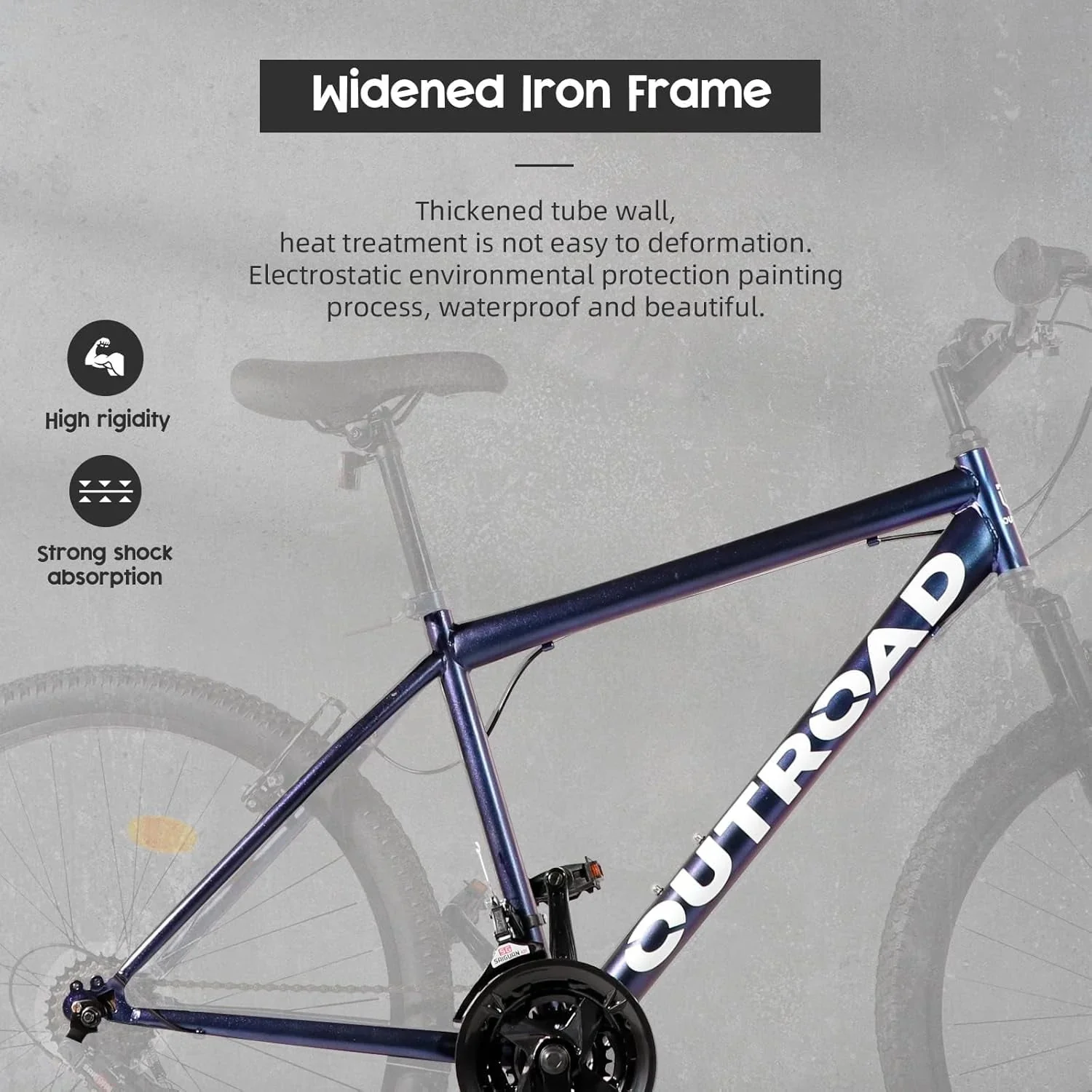 Outroad 26 Inch Mountain Bike, 21-Speed/High-Carbon Steel/Aviation Grade Frame, Dual Disc/V Brake, Adjustable Ergonomic Seat Bycycle for Men Women Adult, Quick Assembly in 20 Minutes