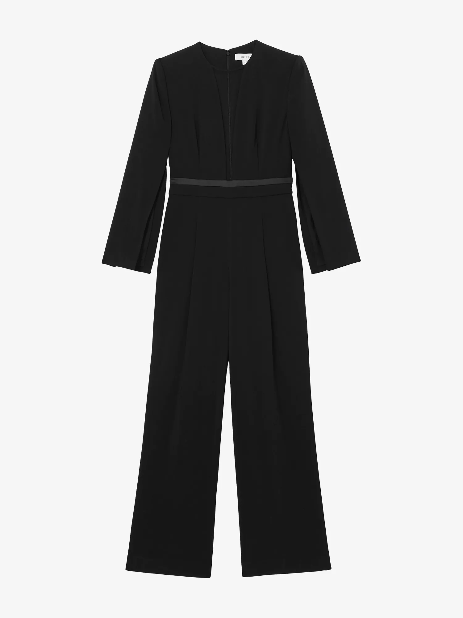 Reiss Womens Black Plunge-neck Split-sleeve Jumpsuit