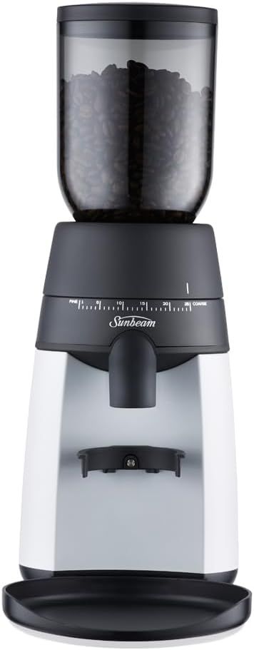 Sunbeam EM0440 Burr Coffee Grinder with 25 Settings and 250g Hopper - Grey/White