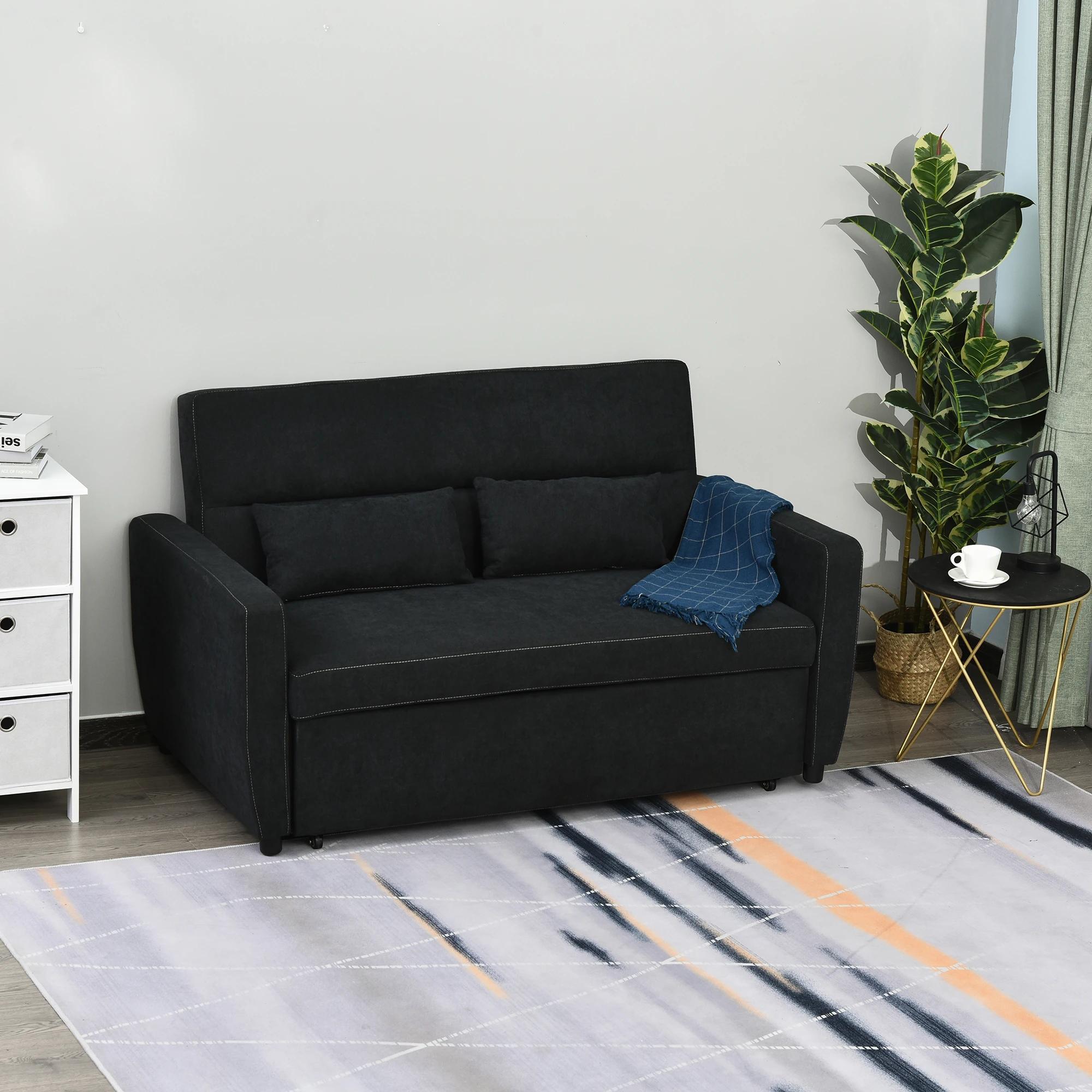 slaapbank, opklapbare bank, 2-zits stoffen bank, slaapbank, bank met slaapfunctie, bankstel, verstelbare hoek 148 x 82 x 89 cm