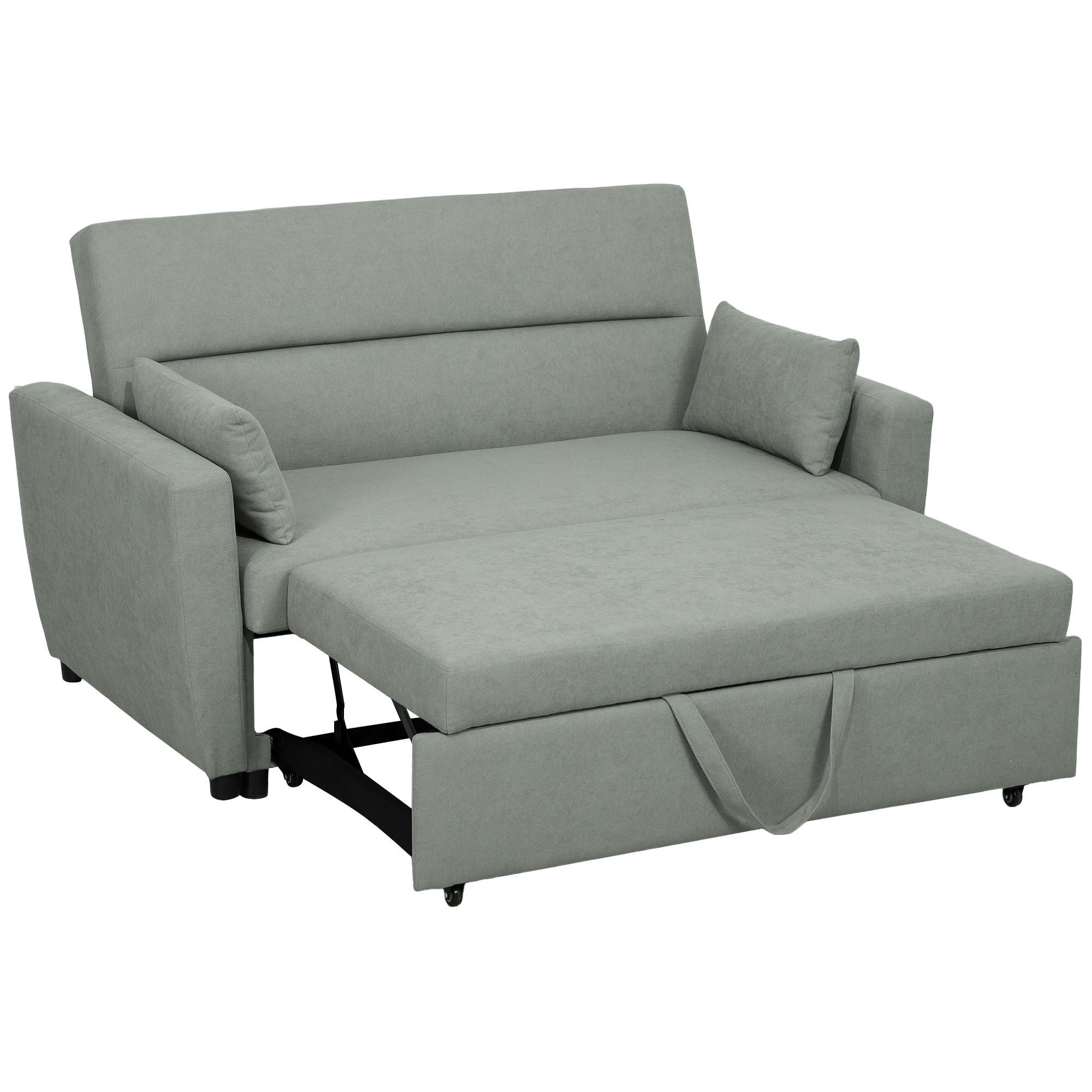 2-zitsbank met bedfunctie, verstelbare rugleuning, gestoffeerde bank, fluwelen look, voor woonkamer, slaapkamer, lichtgrijs