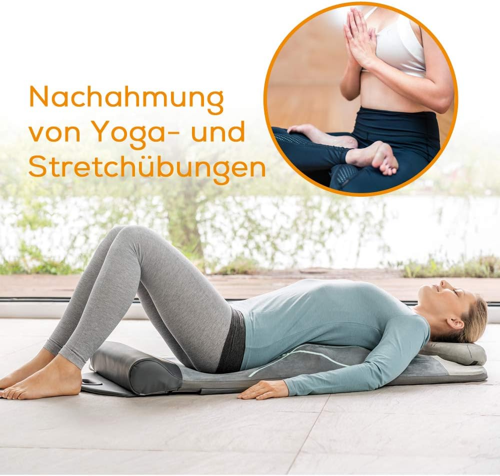 Beurer MG 280 Yoga- und Stretchmatte, zur Dehnung der Muskulatur und Entspannung, Massagematte für Nacken, Schultern und Rücken, faltbar, 1 Stück (1er Pack), Grau