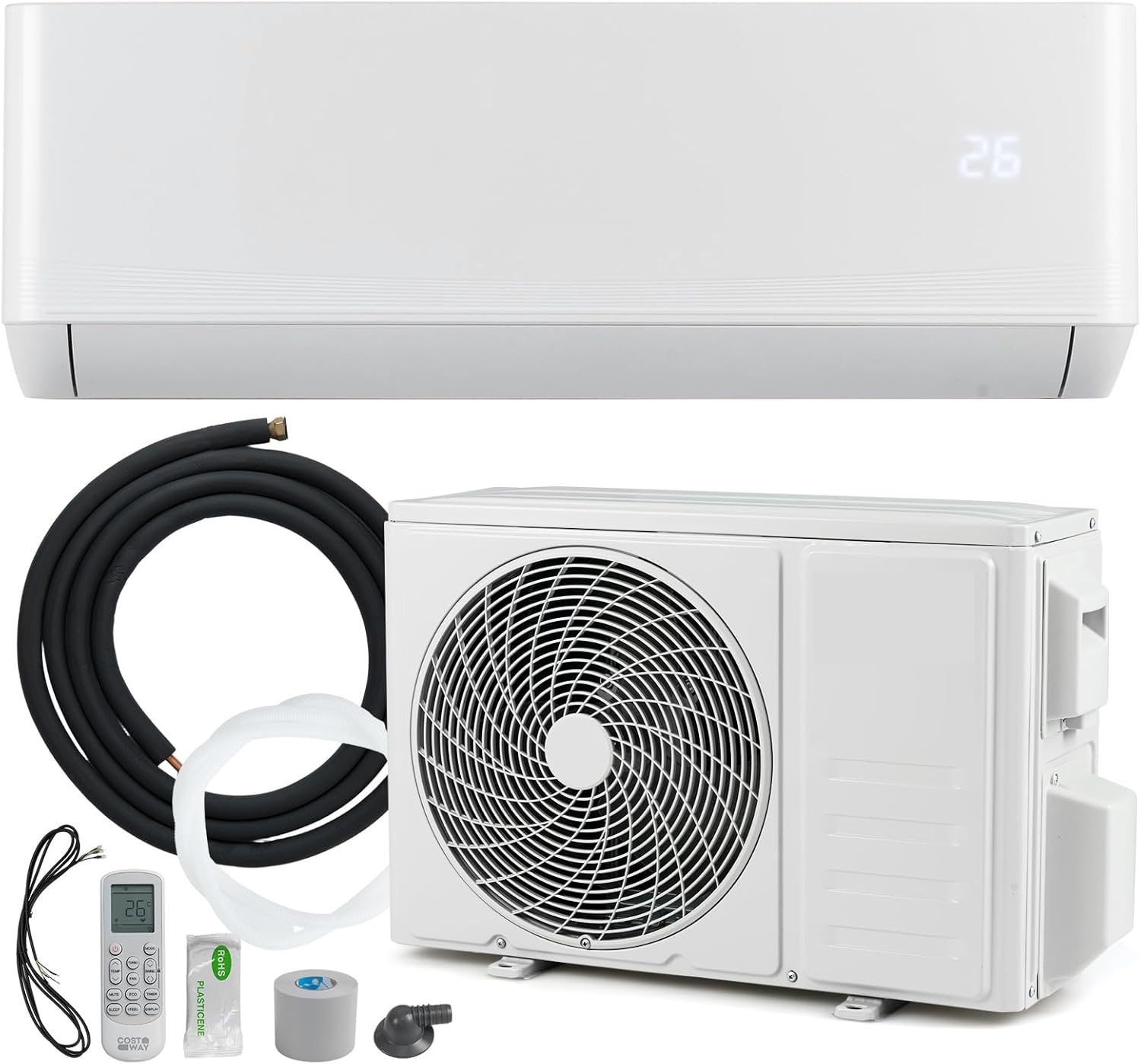 RELAX4LIFE Split Klimaanlage 12000BTU, Klimageräte mit Heizfunktion, Klima Splitgerät Kältemittel R32, Inverter-Technologie, Air Conditioner Inkl. Montagematerial, sehr leise