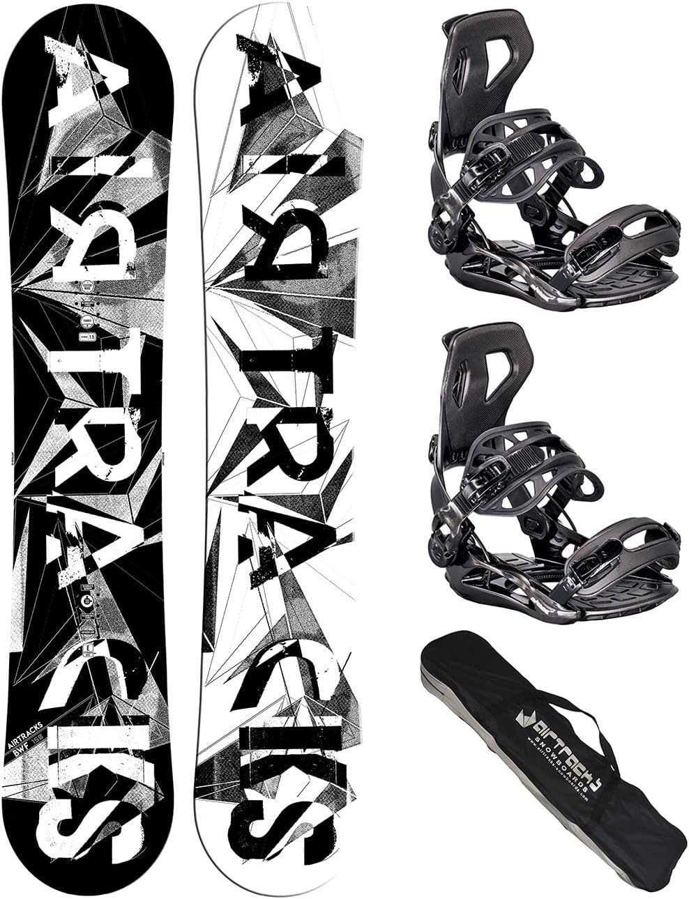 Airtracks Herren Snowboard Set - BWF Camber Snowboard Extra Wide - Snowboardbindung Star oder Master Fastec - Snowboard Bag 155 159 161 165 171 cm