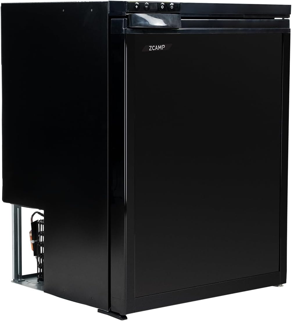 CR65S 59L, Frigo 12V Camping Car Porte Réversible,Réfrigérateur Silencieux pour Camping Voiture Chambre Caravane, Noir, -20℃ BIS 20℃