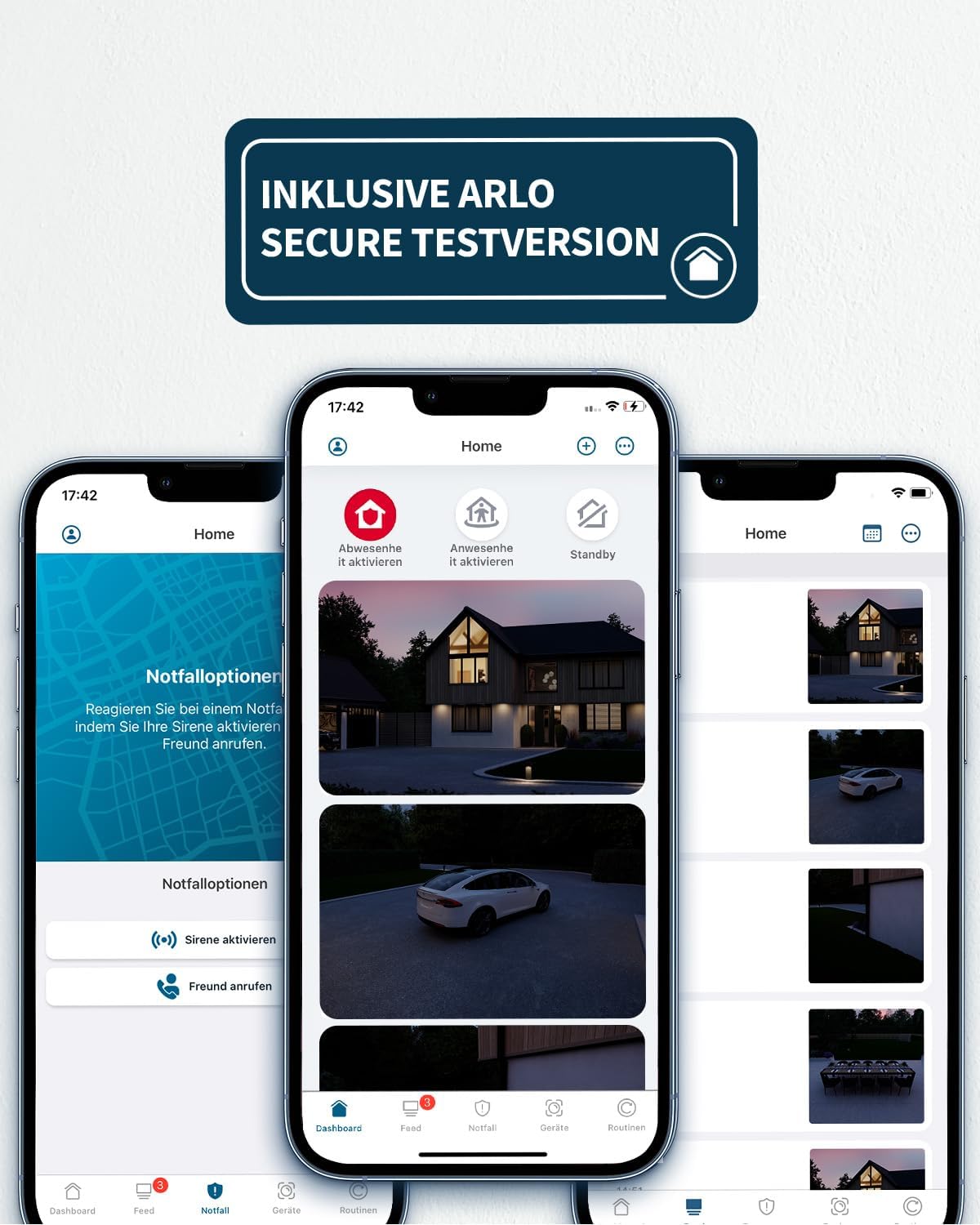 Arlo Ultra 2 Überwachungskamera Aussen WLAN, Kabellos, 4er Set, 4K UHD Qualitätsprodukt, 180° Sichtfeld, Spotlight, Farb-Nachtsicht, Bewegungsmelder, Alarm Sirene + mit Arlo Secure Testzeitraum