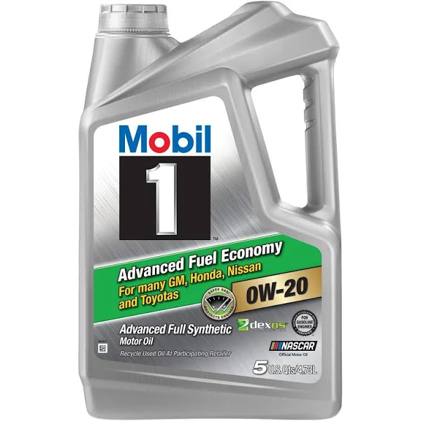 Mobil 1 Motor Oil, Advanced Fuel Synthetic, Advanced Fuel Economy, OW-20 - 5 qt