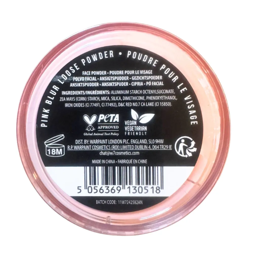 W7 Pink Blur Loose Powder Setting Brightening & Blurring Face Powder