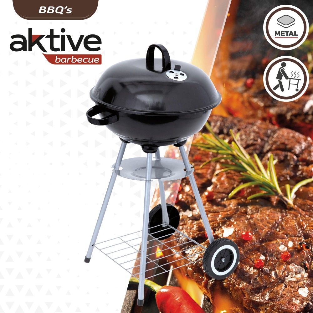 Aktywny grill węglowy z okrągłą pokrywą