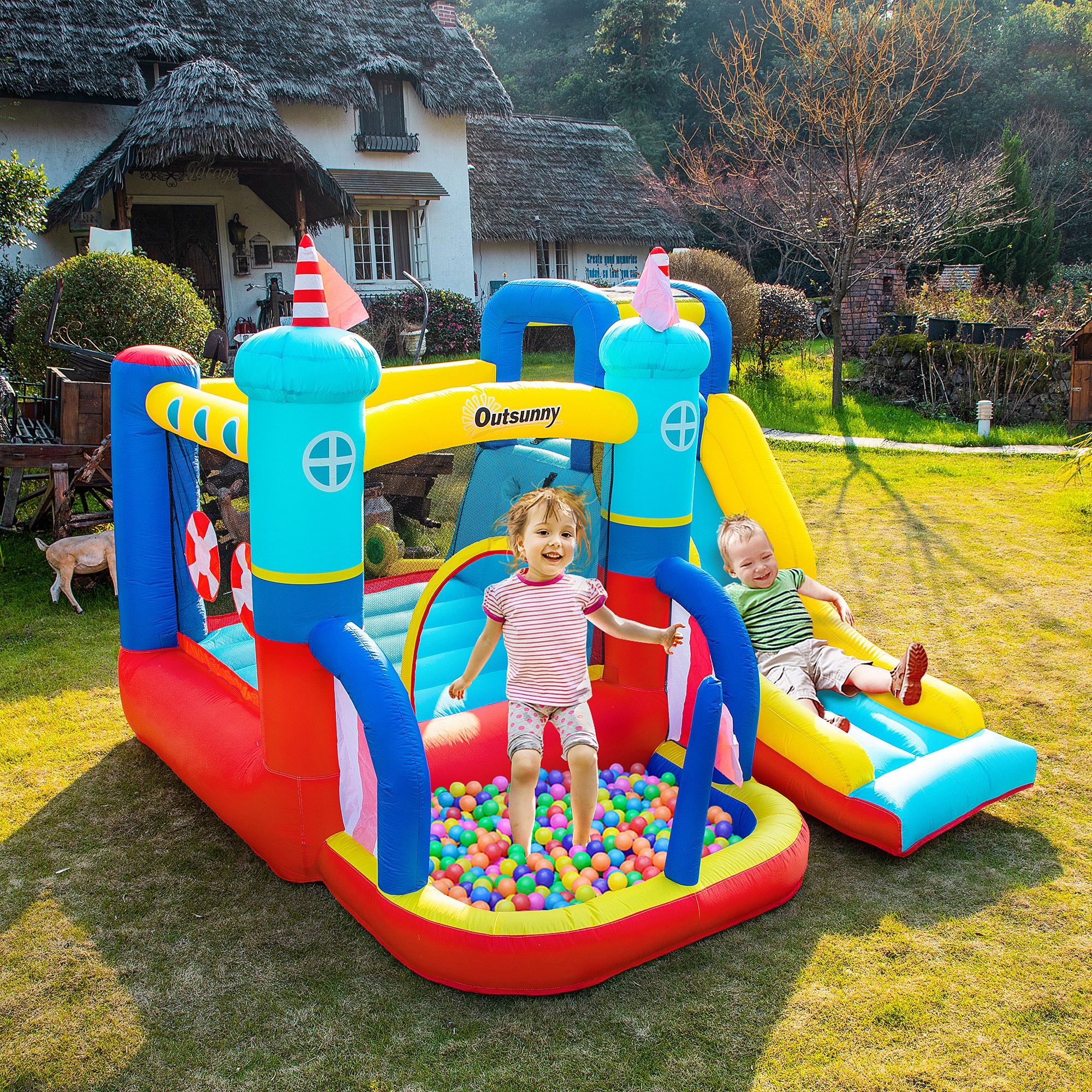 Outsunny springkasteel met blazer 265 cm x 260 cm x 200 cm