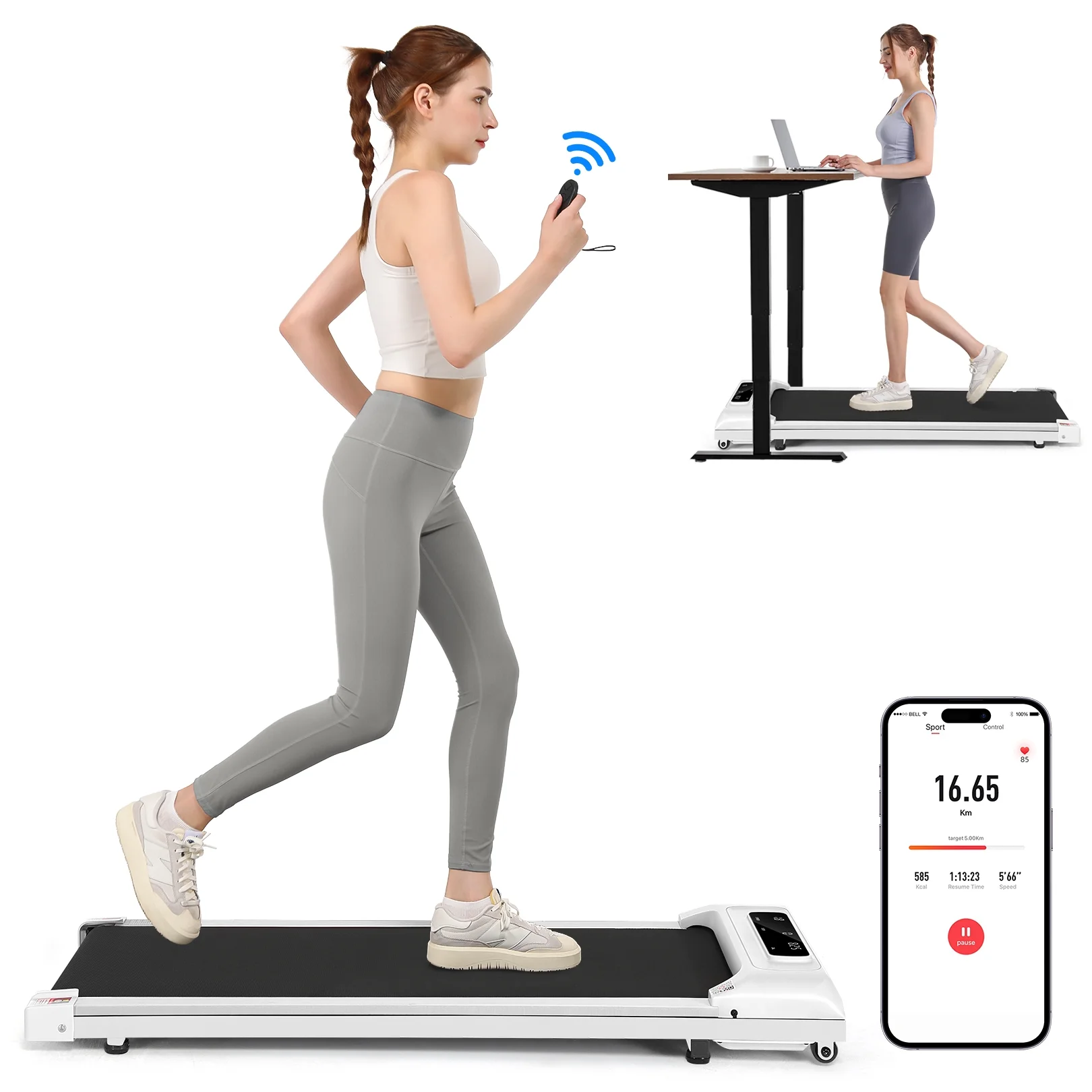 Walking Pad Treadmill&Under Desk Treadmill for Home&Office, Speed Range 0.5~3.8mph, 300 lbs Weight Capacity