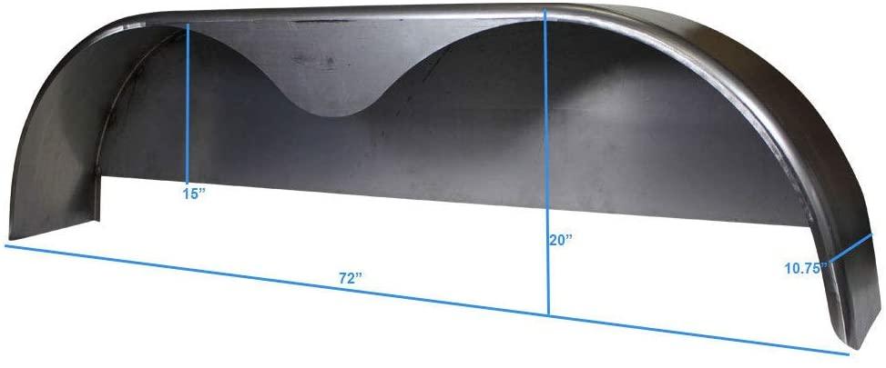 2025 72×10-3/4 Tandem Axle Steel Trailer Fender w/Back Plate Welded In (2-Pack)