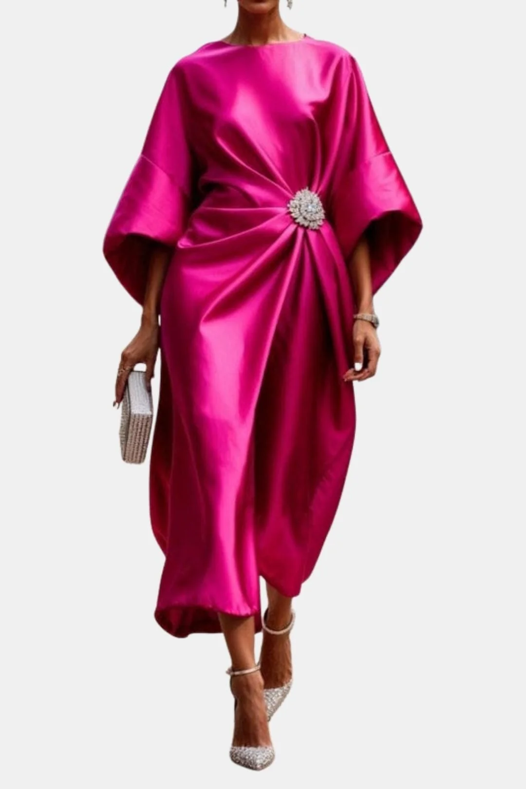Maxikleid aus Satin mit weiten ?rmeln f��r Damen