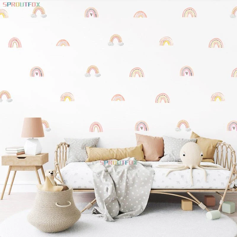 Boho Pink Rainbow Nursery Wall Decals