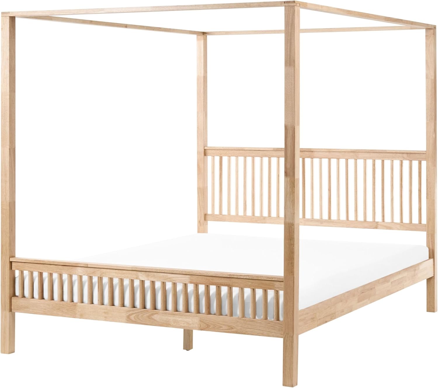 Beliani Himmelbett Holz Hellbraun 180 x 200 cm mit Lattenrost modern Harfleur