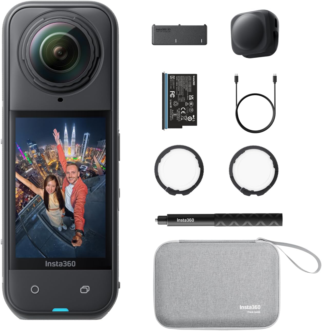 X5 Must-Have-Bundle - wasserdichte 8K 360°-Kamera, Führend bei wenig Licht, Unsichtbarer Selfie-Stick-Effekt, robuste & auswechselbare Linsen, 3 h Akku