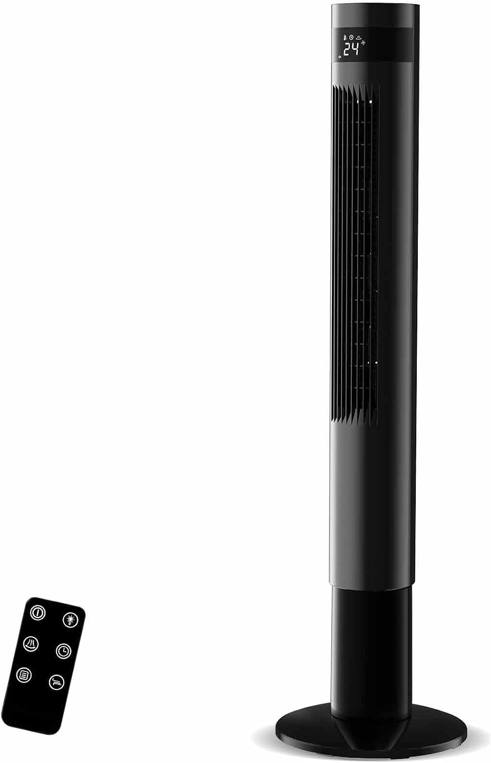 Tower-Ventilator mit Fernbedienung, 26dB Leiser Betrieb, Bladeless Design, 7,8m/s Starke Windkraft, 85° Oszillation, 3 Geschwindigkeiten & 3 Modi, 12h Timer – Für Schlafzimmer, Zuhause & Büro