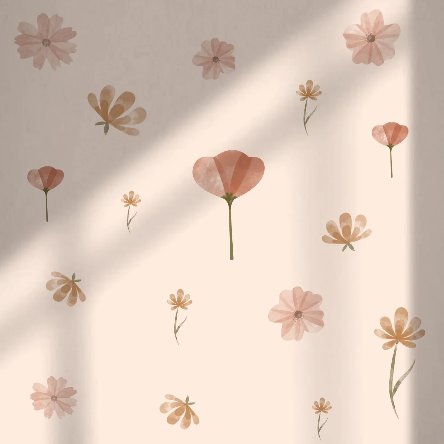 Boho Watercolor Flower Wall Decals for Girl's Room or Baby Nursery