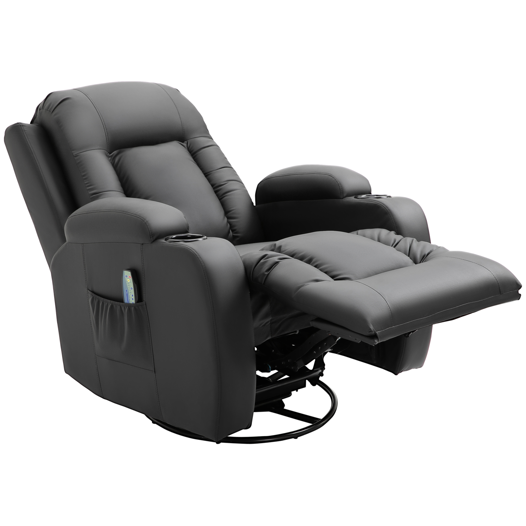 HOMCOM Massagestoel, relaxstoel, schommelfunctie, 8 vibratiepunten, inclusief afstandsbediening, zwart