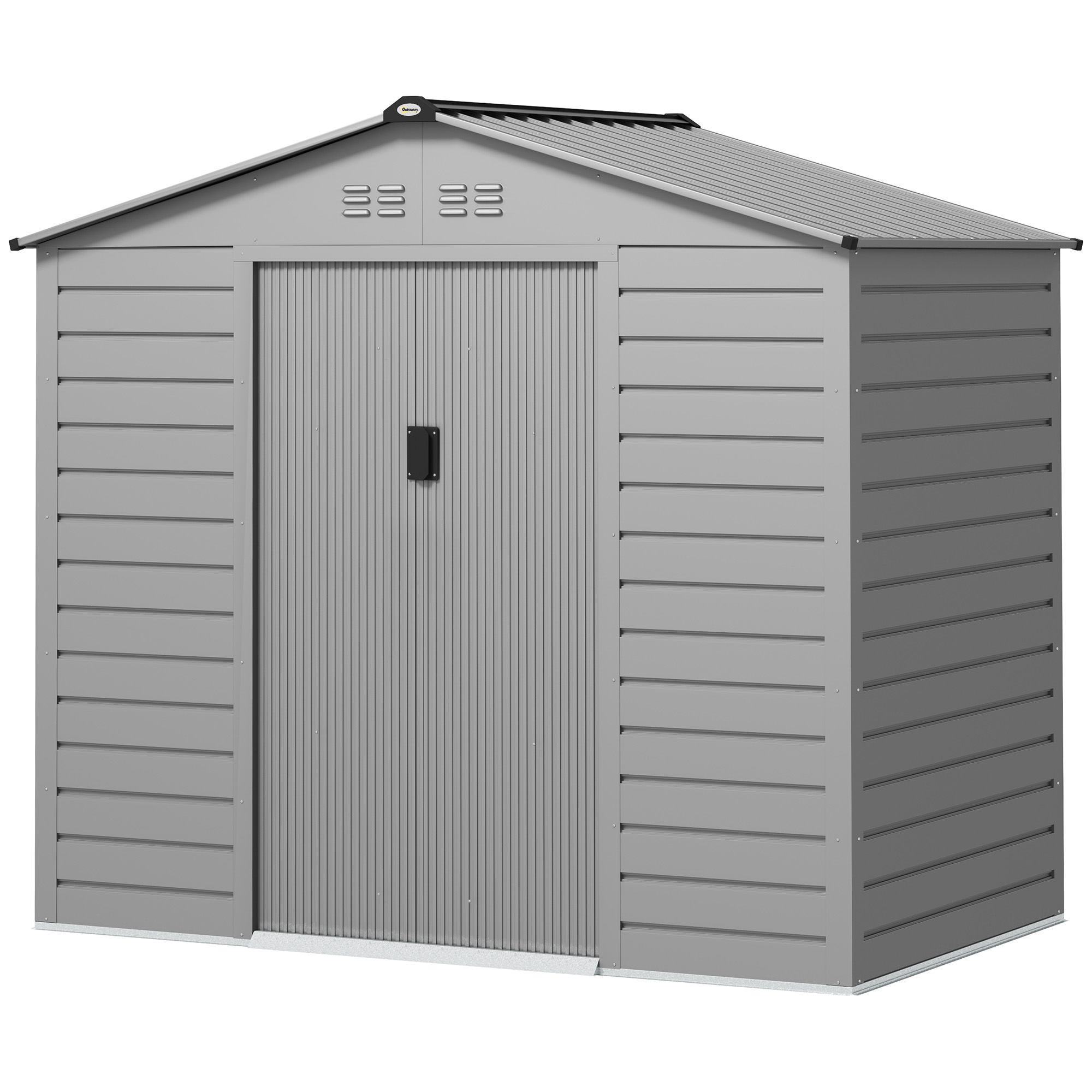 2,1 x 1,3 m Tuinschuur, Gereedschapsschuur van Staal, Afsluitbare Deuren, 4 Ventilatieopeningen, Grijs